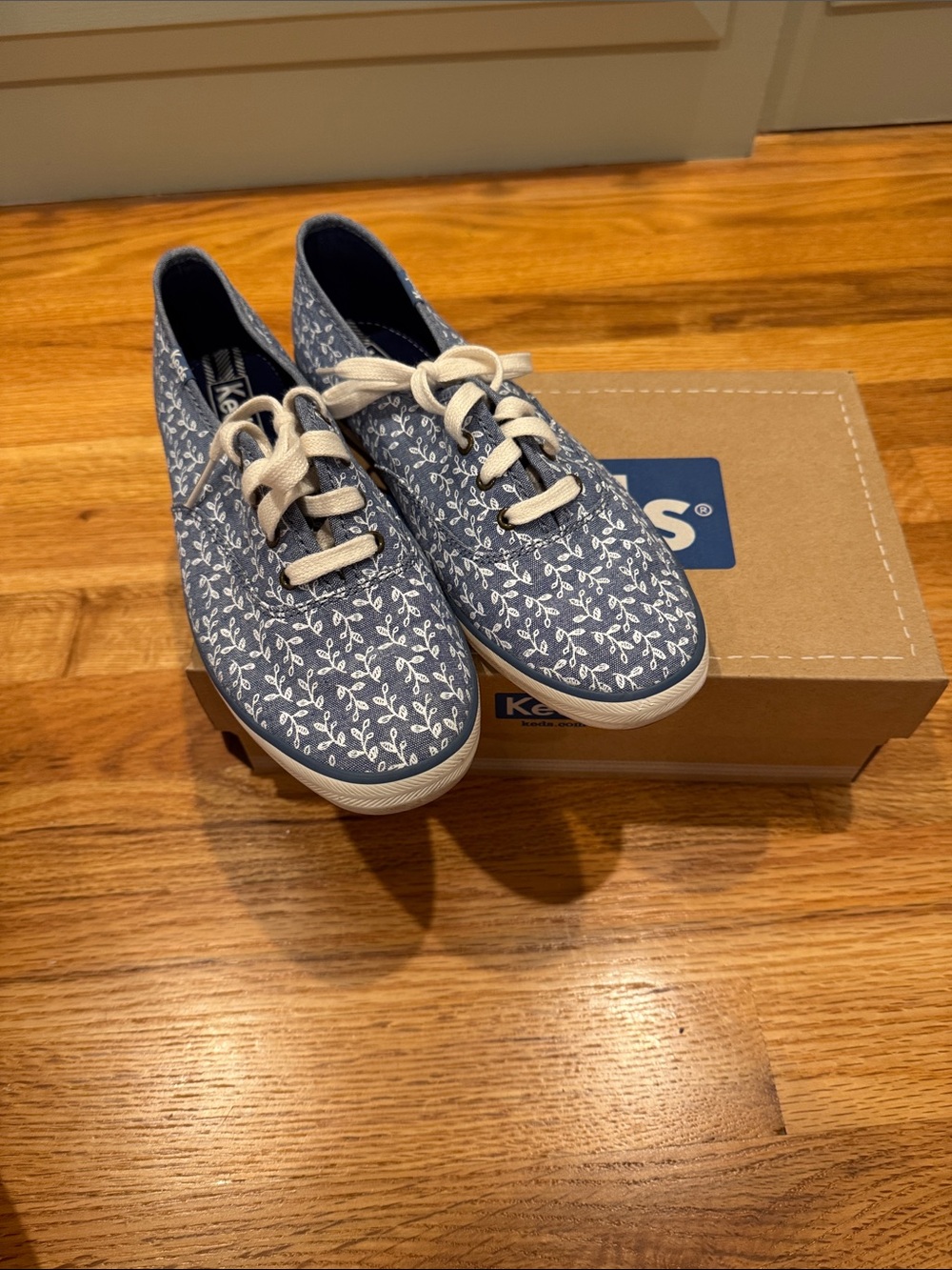 Keds Blue Floral Canvas Lace-Up Sneakers
